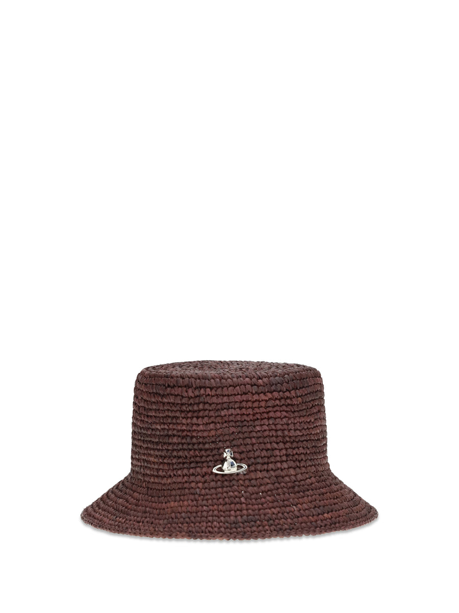 Vivienne Westwood 81020009K005N 100% Raffia bucket hat in brown