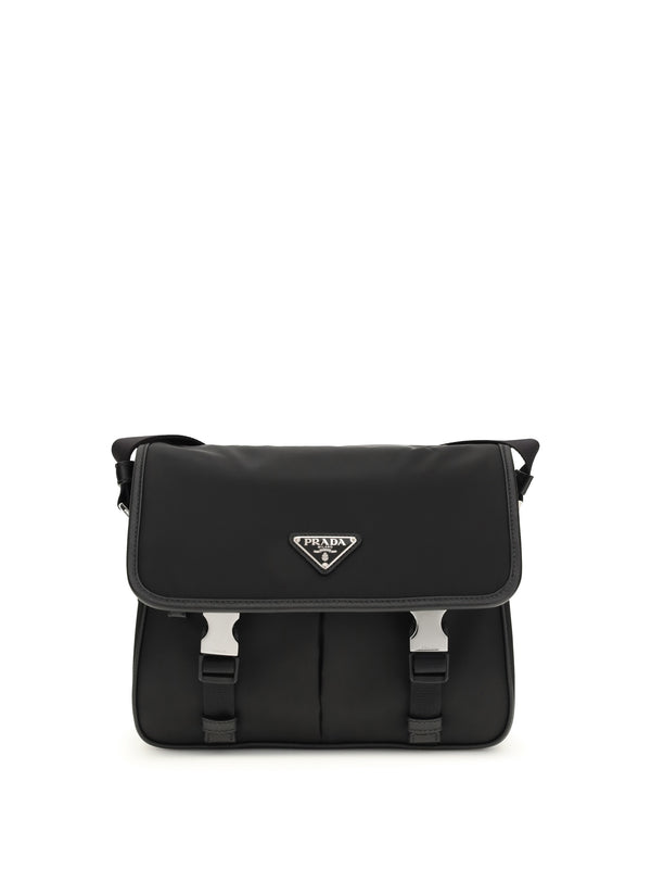 Prada 50% polyamide; 50% calf leather shoulder bag in black