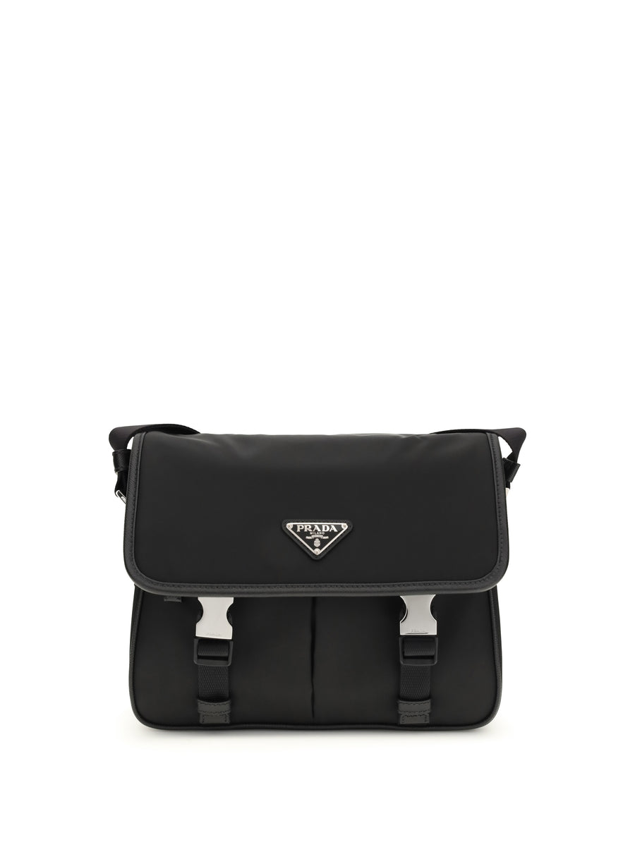 Prada 50% polyamide; 50% calf leather shoulder bag in black