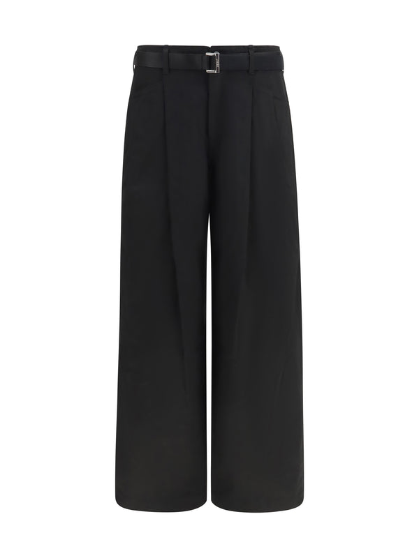 Sacai 100% Cotton trousers in black