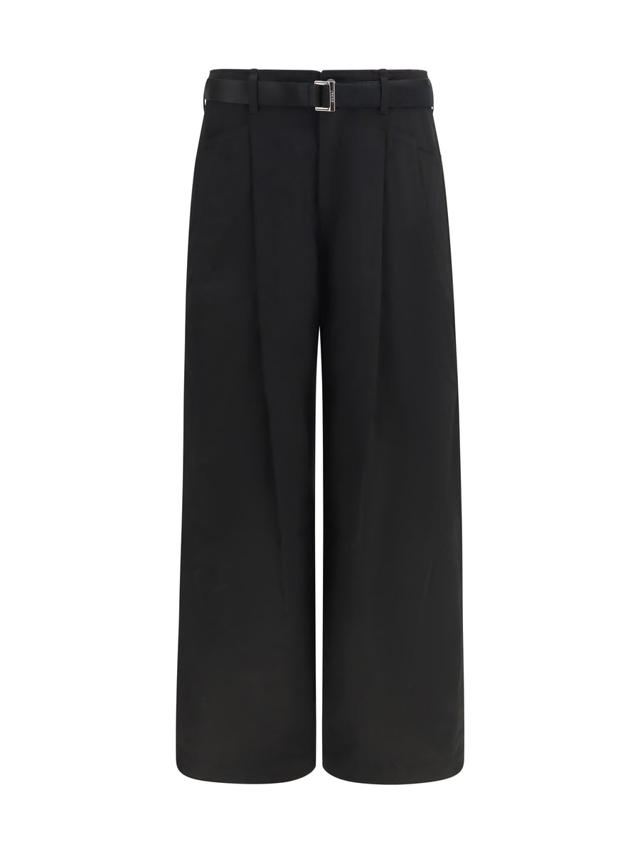 Sacai 100% Cotton trousers in black