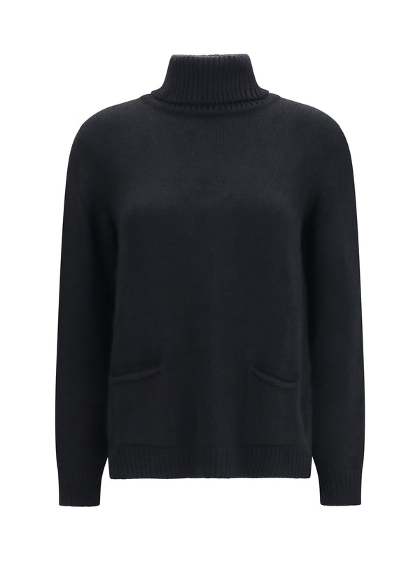 High Neck Sweater Nero Kashmir/capra Hircus
