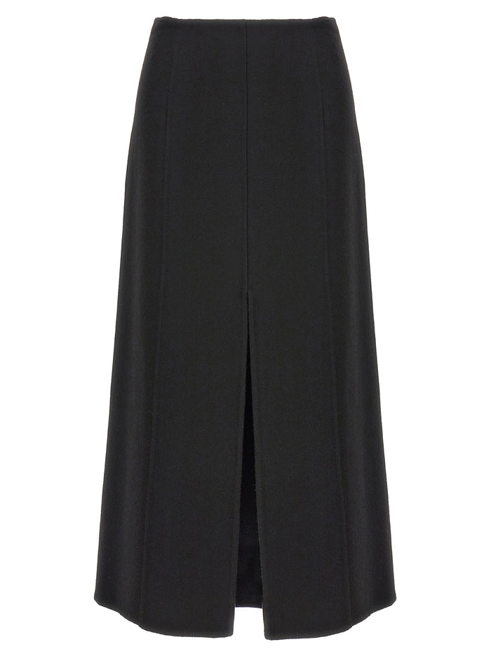 Long Cloth Skirt Black Virgin Wool
