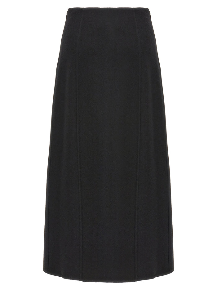 Long Cloth Skirt Black Virgin Wool