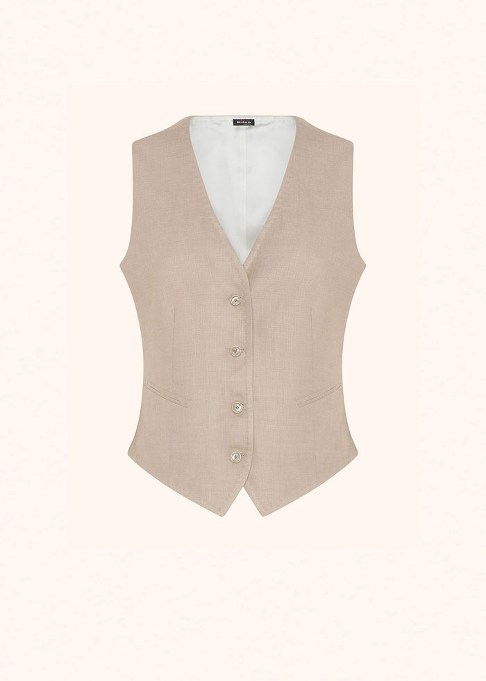 VEST SILK Beige Virgin Wool Jacket