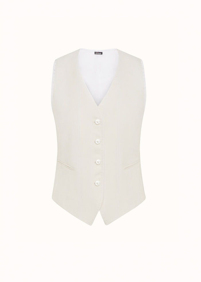 VEST LINEN White Alpaca Cotton Jacket