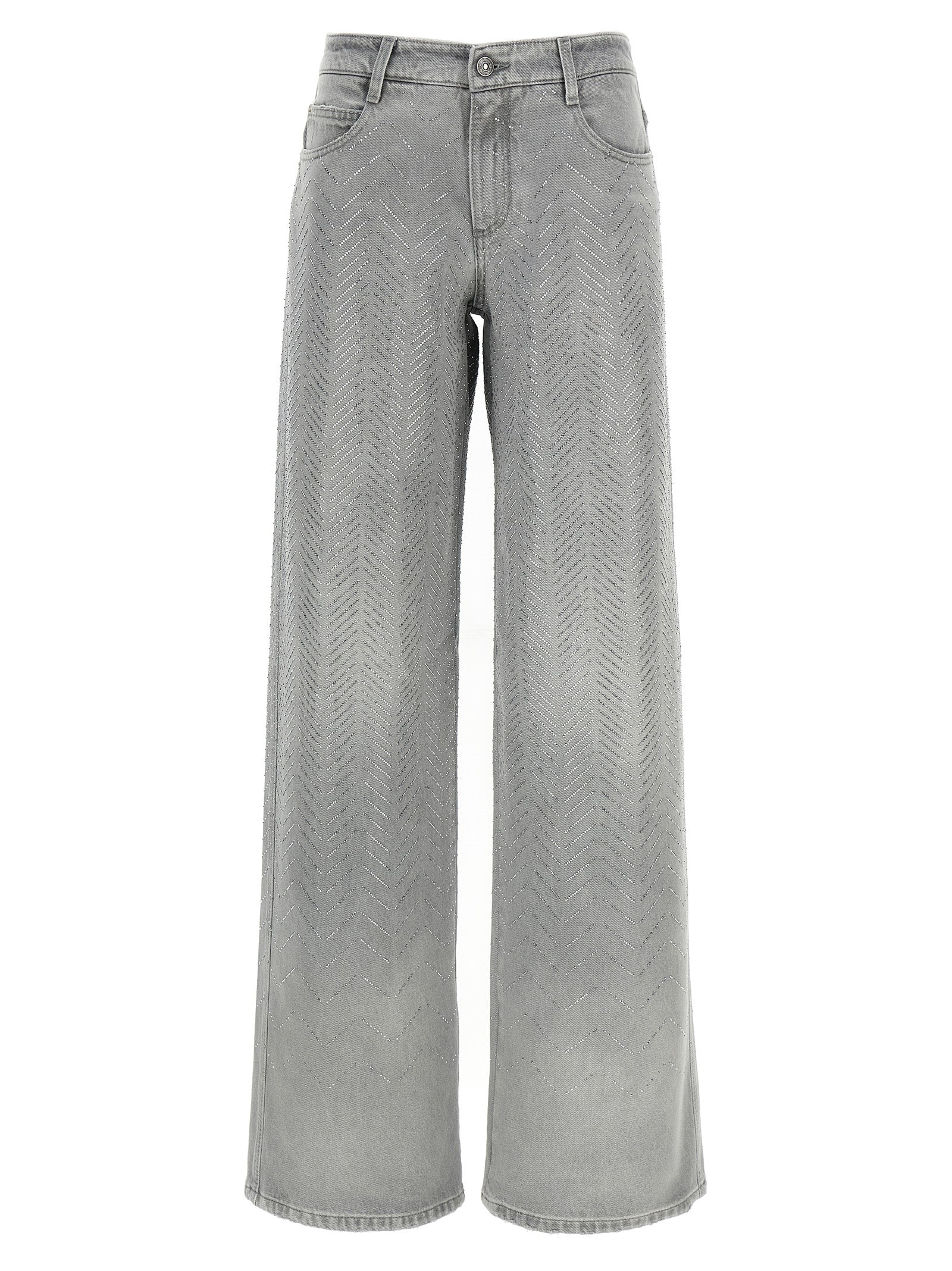 Rhinestone jeans Gray Cotton