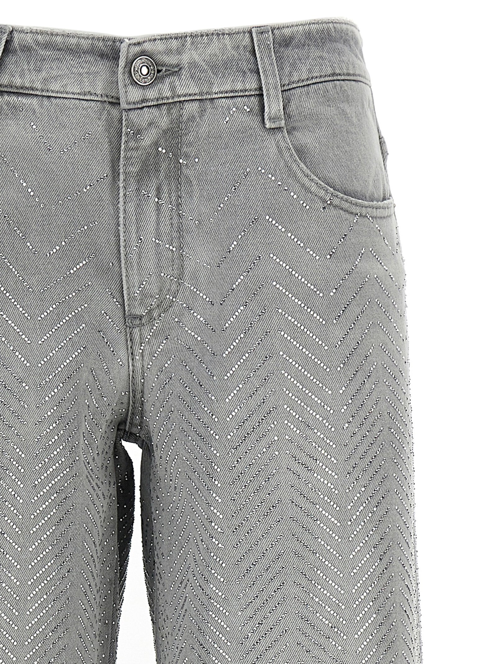 Rhinestone jeans Gray Cotton