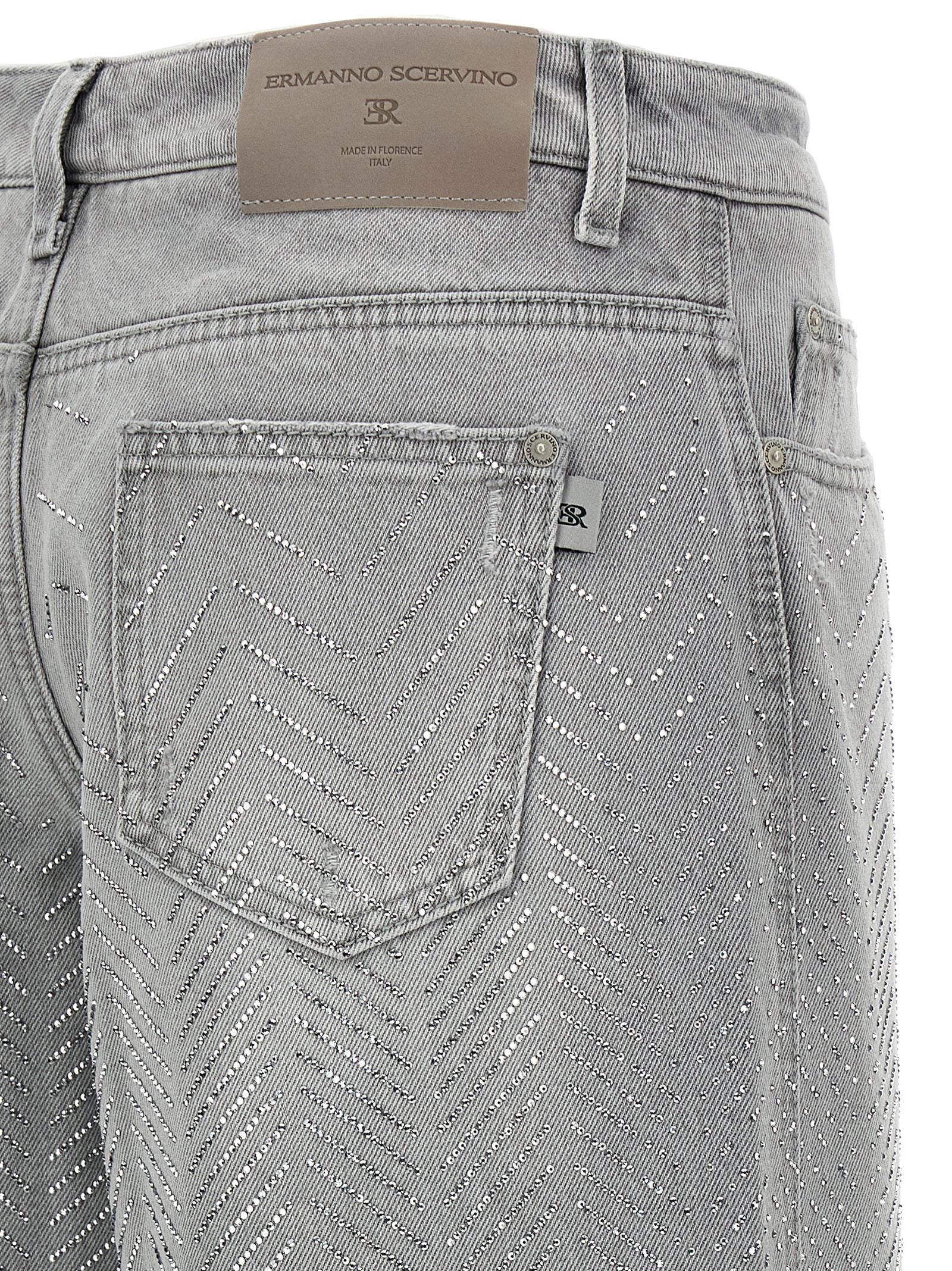 Rhinestone jeans Gray Cotton