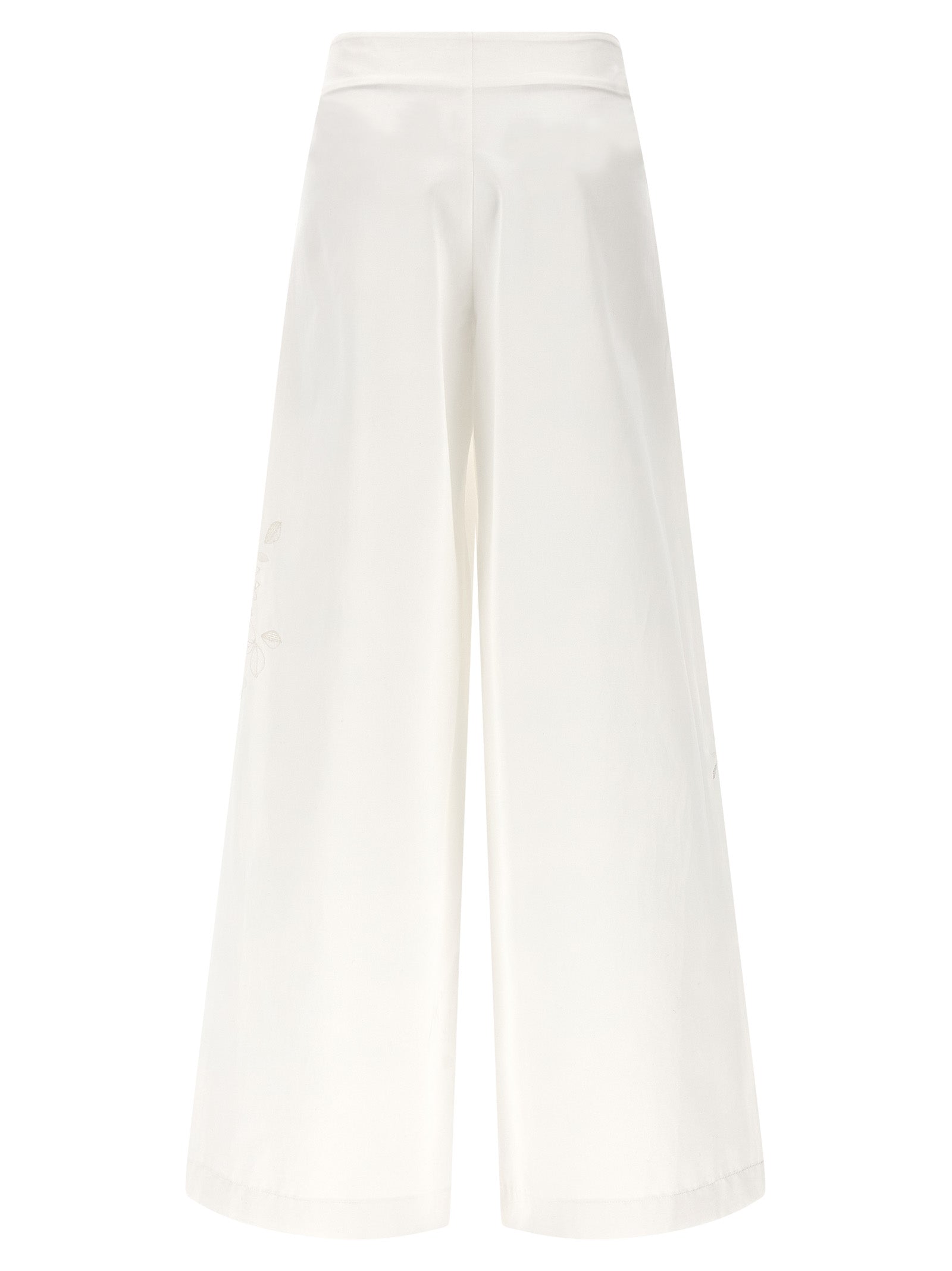 Lace insert pants White Cotton