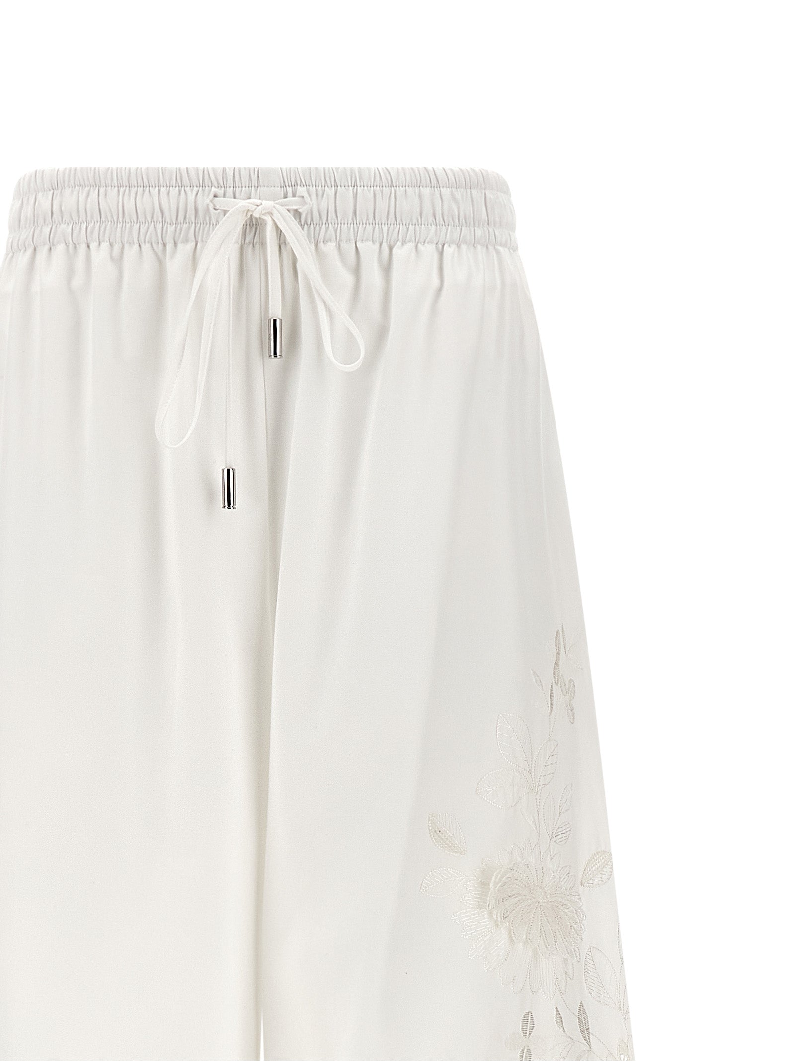 Lace insert pants White Cotton