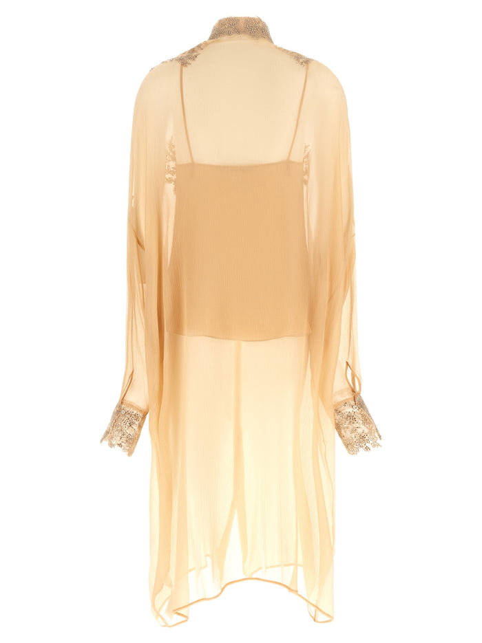 Embroidery Dress Orange Silk