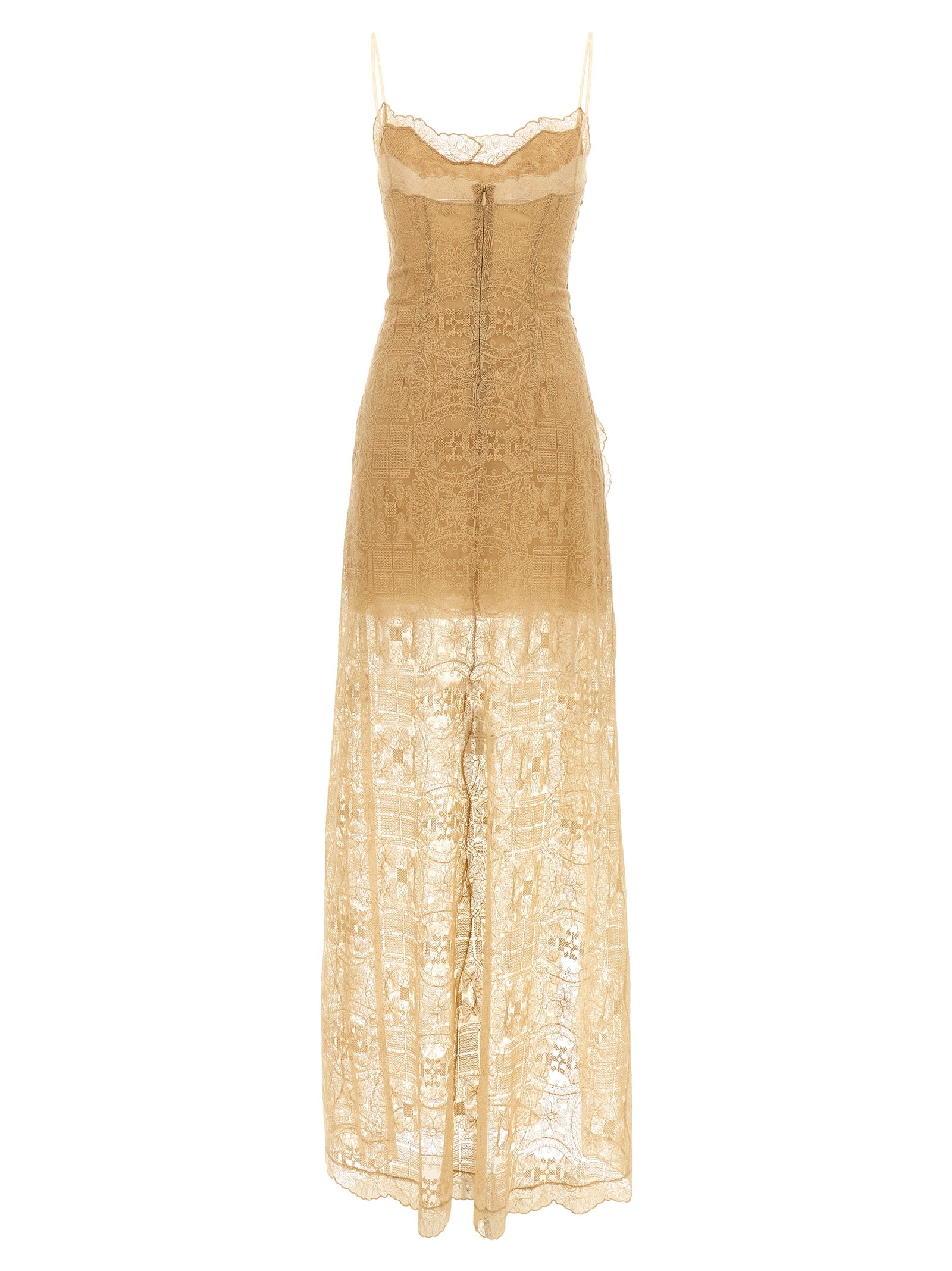 Embroidered Dress Orange Polyester