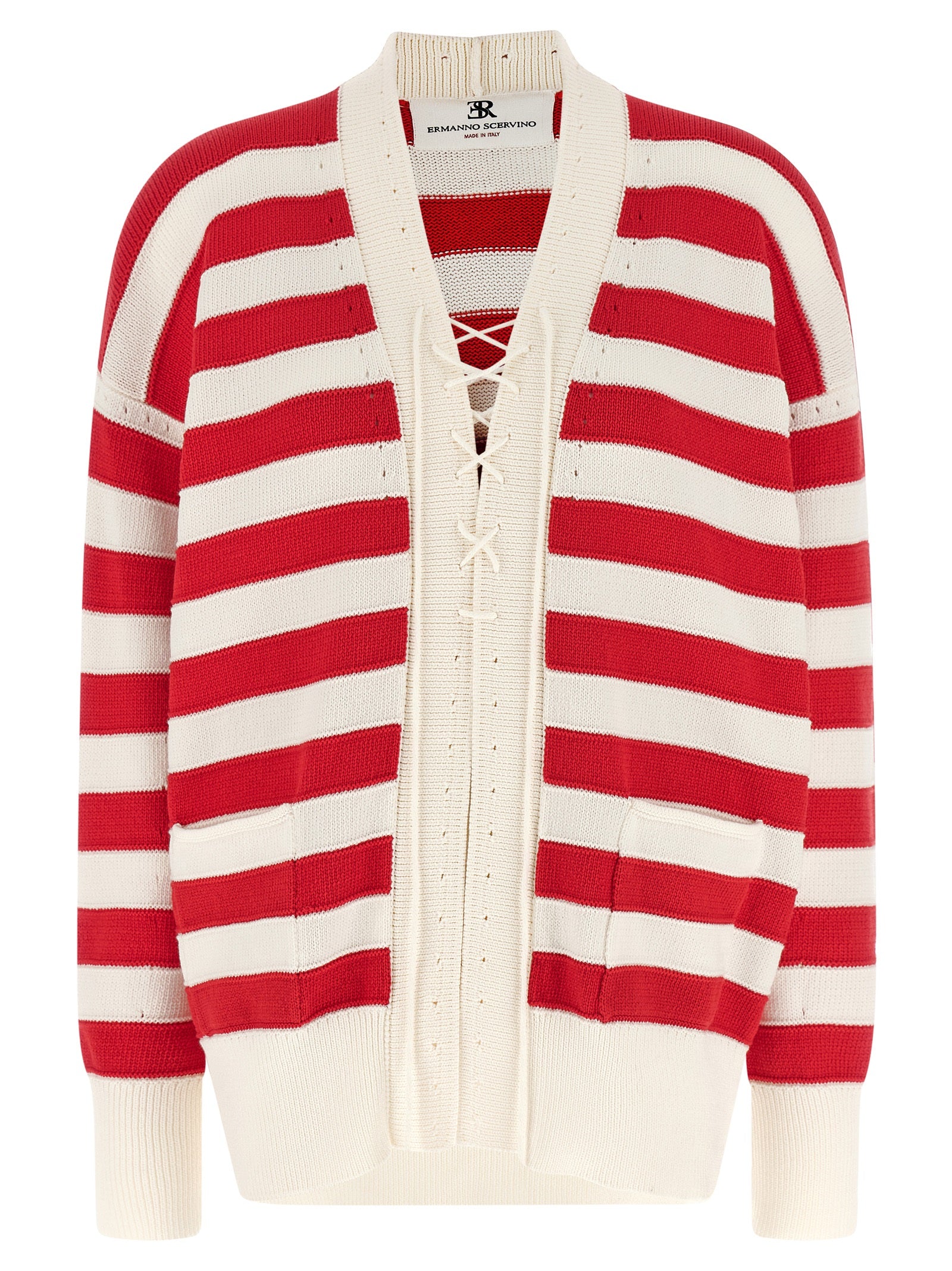 Crochet cardigan Red Cotton Polyamide Sweater, Cardigans