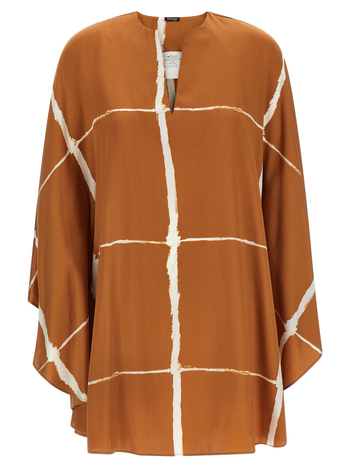 Caftan Blouse Brown Silk Shirt