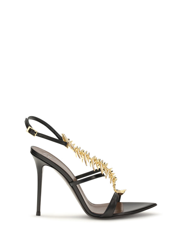 Giuseppe Zanotti 100% Calf Leather Bos Taurus sandal heel in black