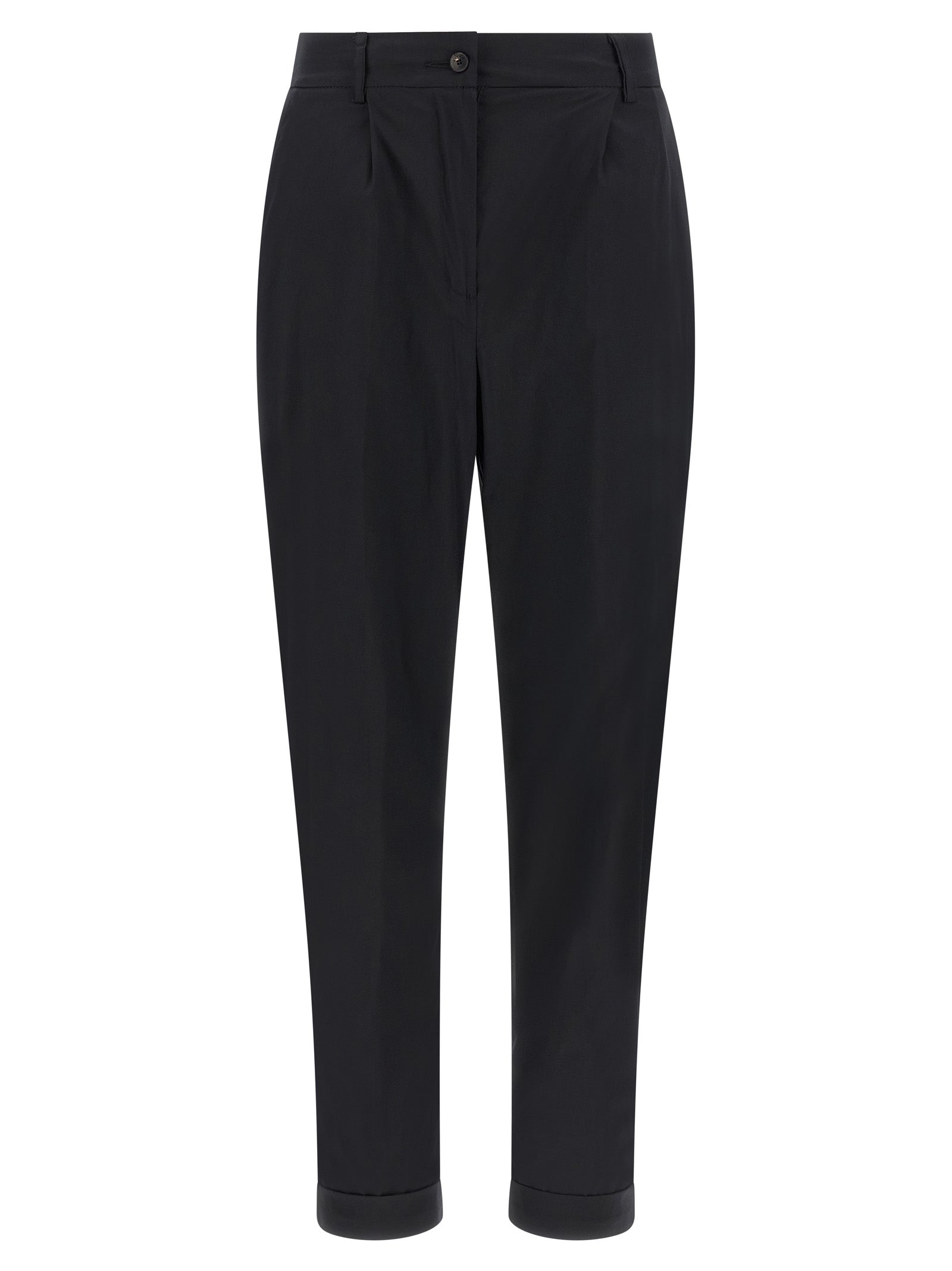 Poplin Pants Black Cotton Polyamide Elastane