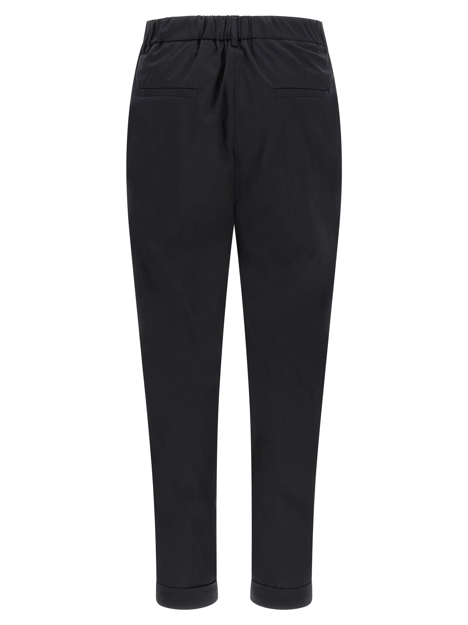 Poplin Pants Black Cotton Polyamide Elastane