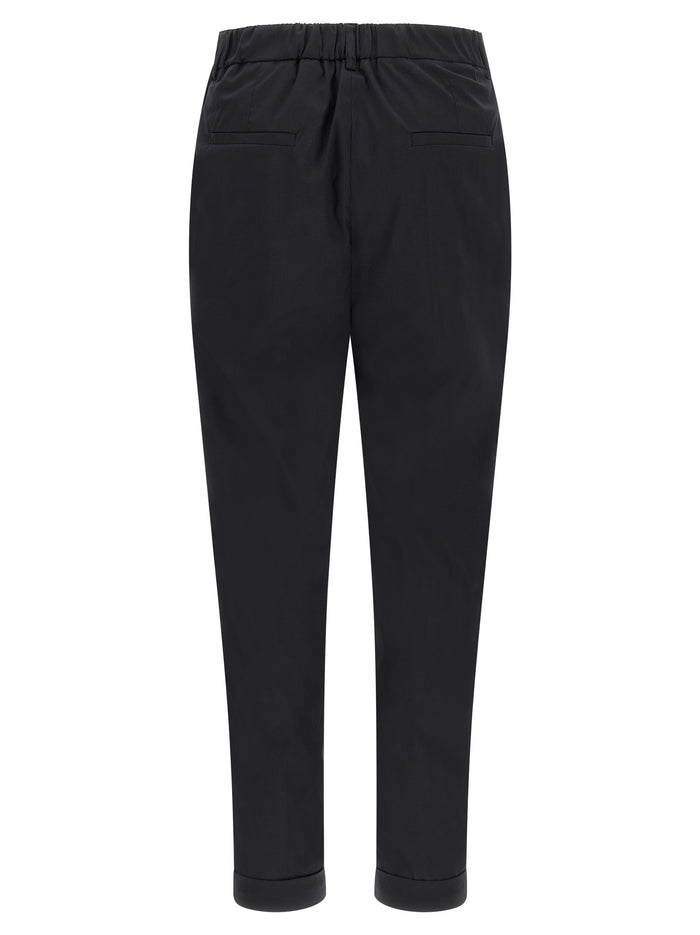 Poplin Pants Black Cotton Polyamide Elastane
