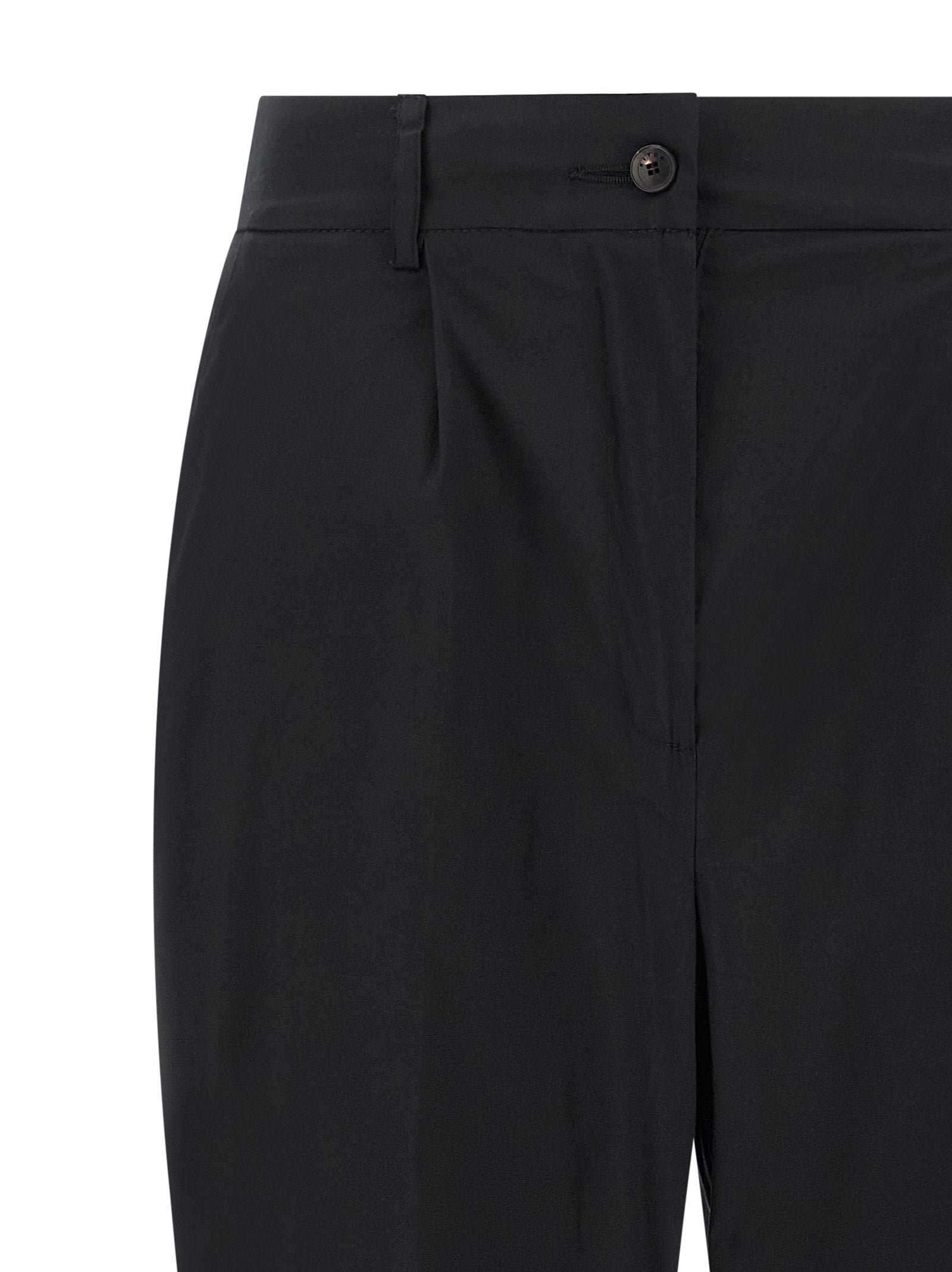Poplin Pants Black Cotton Polyamide Elastane