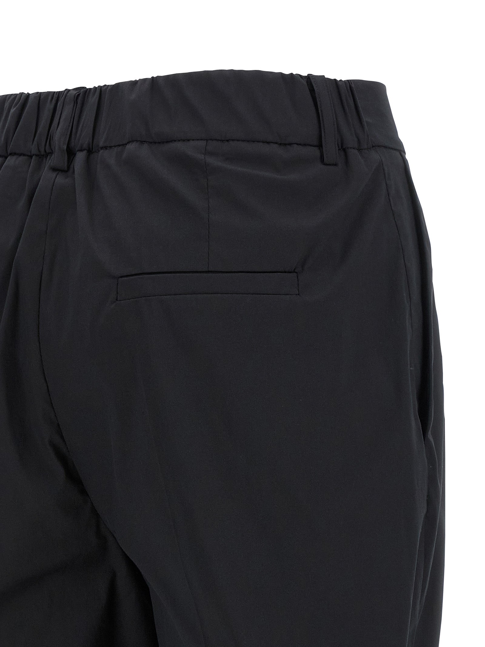Poplin Pants Black Cotton Polyamide Elastane