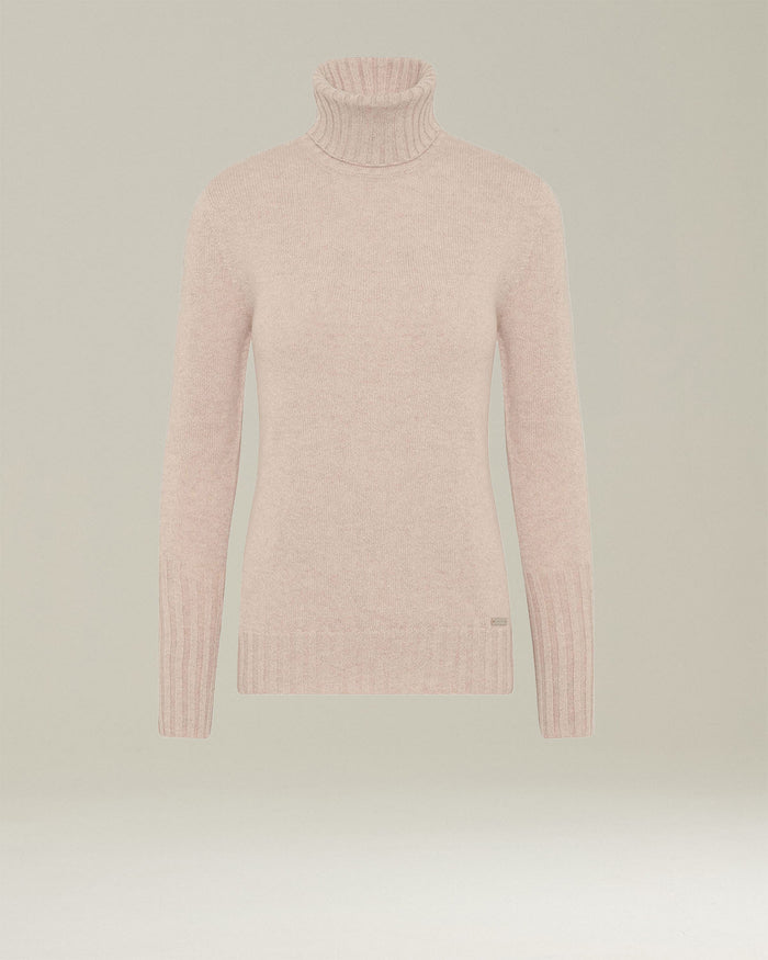 SWEATER HIGH NECK CASHMERE Light Beige Knitwear