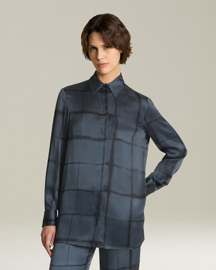 SHIRT SILK Blue