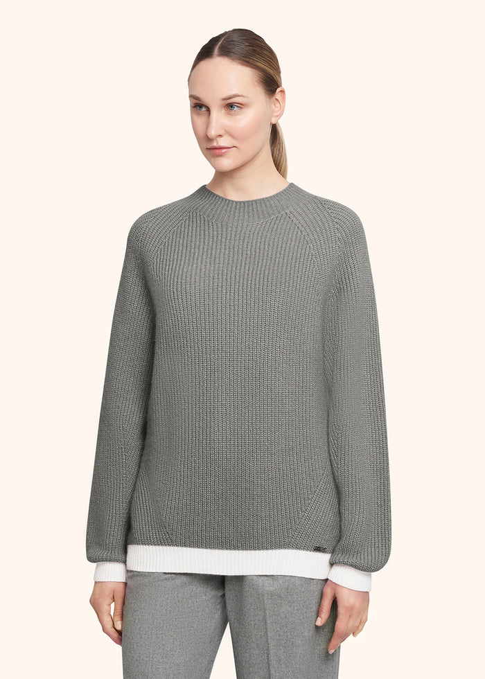 JERSEY TURTLENECK CASHMERE Grey/white Knitwear