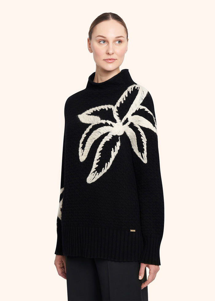 JERSEY HIGH NECK CASHMERE Black/cream/cream/cream Knitwear