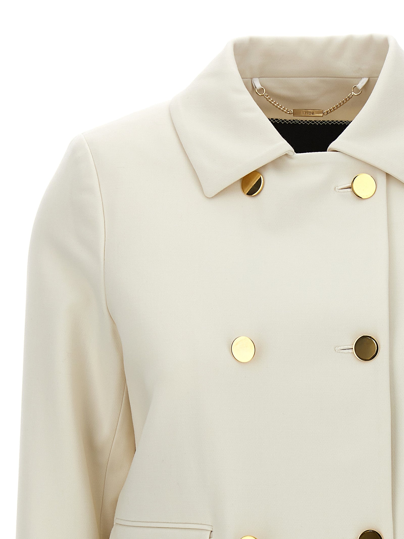 Cropped double-breasted jacket White Virgin Wool Elastane Blazer, Suits