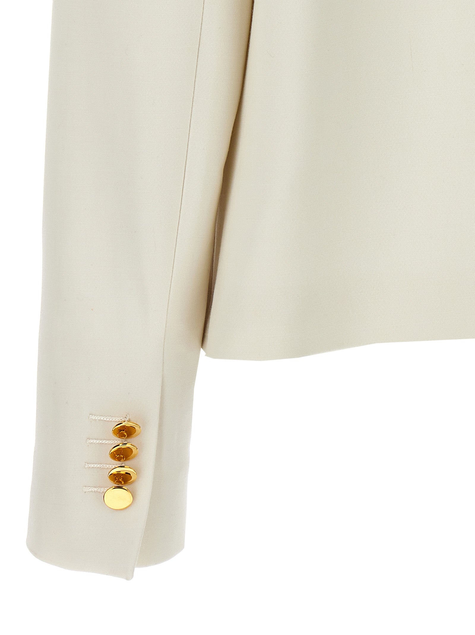 Cropped double-breasted jacket White Virgin Wool Elastane Blazer, Suits