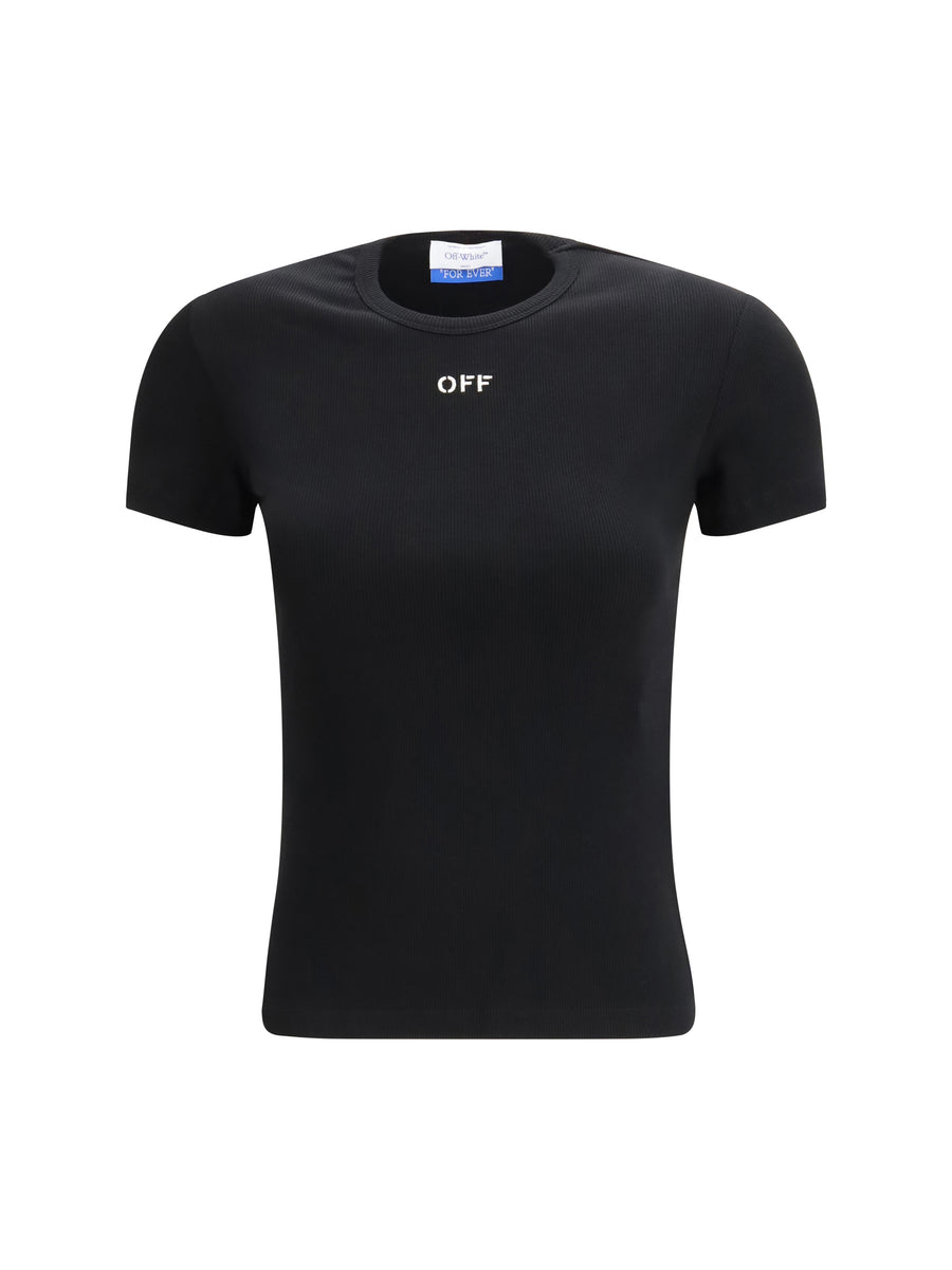 Off-White 98% Cotton t-shirt in black