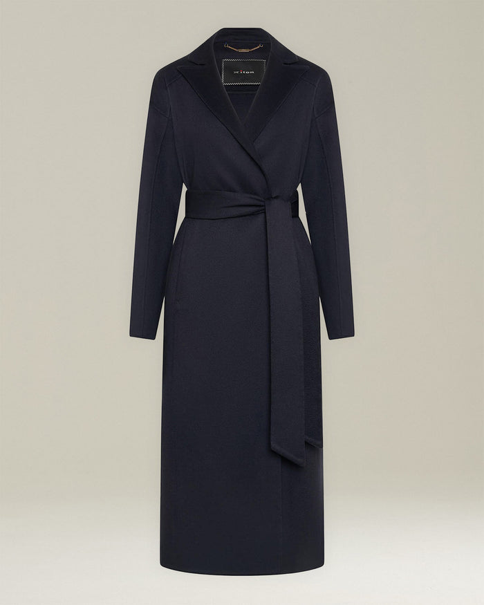 COAT CASHMERE Blue Lining Silk Outerwear