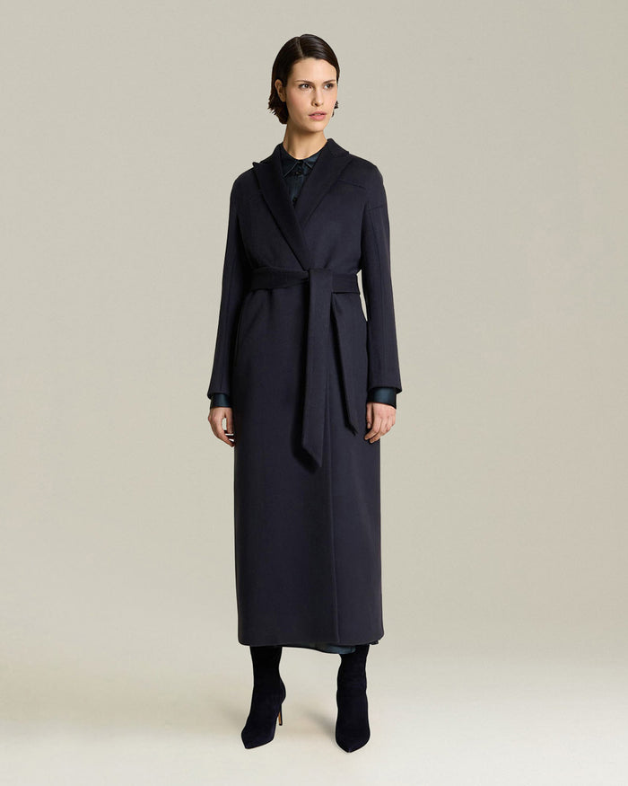 COAT CASHMERE Blue Lining Silk Outerwear