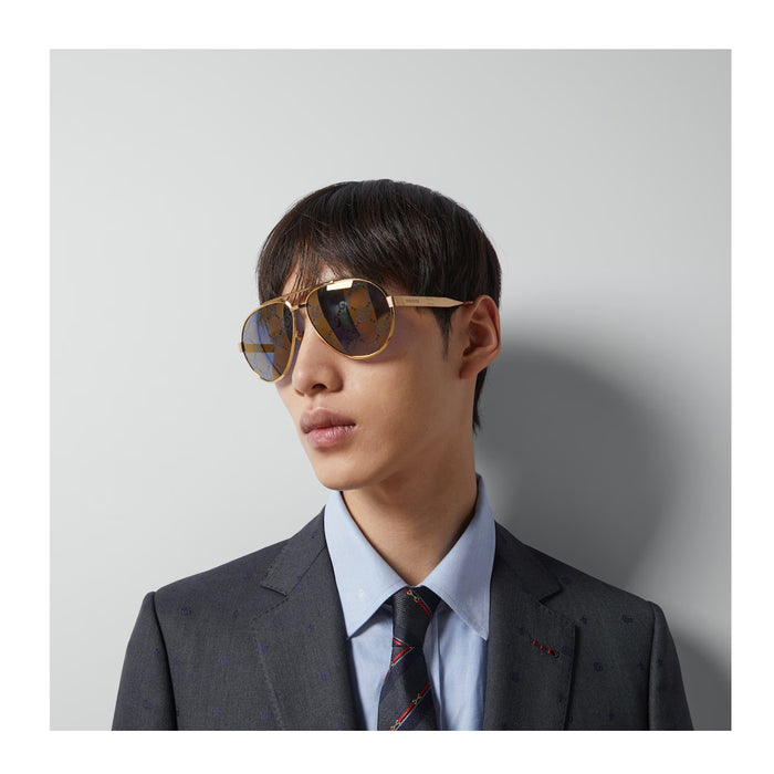 Gucci GG1513S Linea Lettering 005 Oro Metal Occhiali Sole