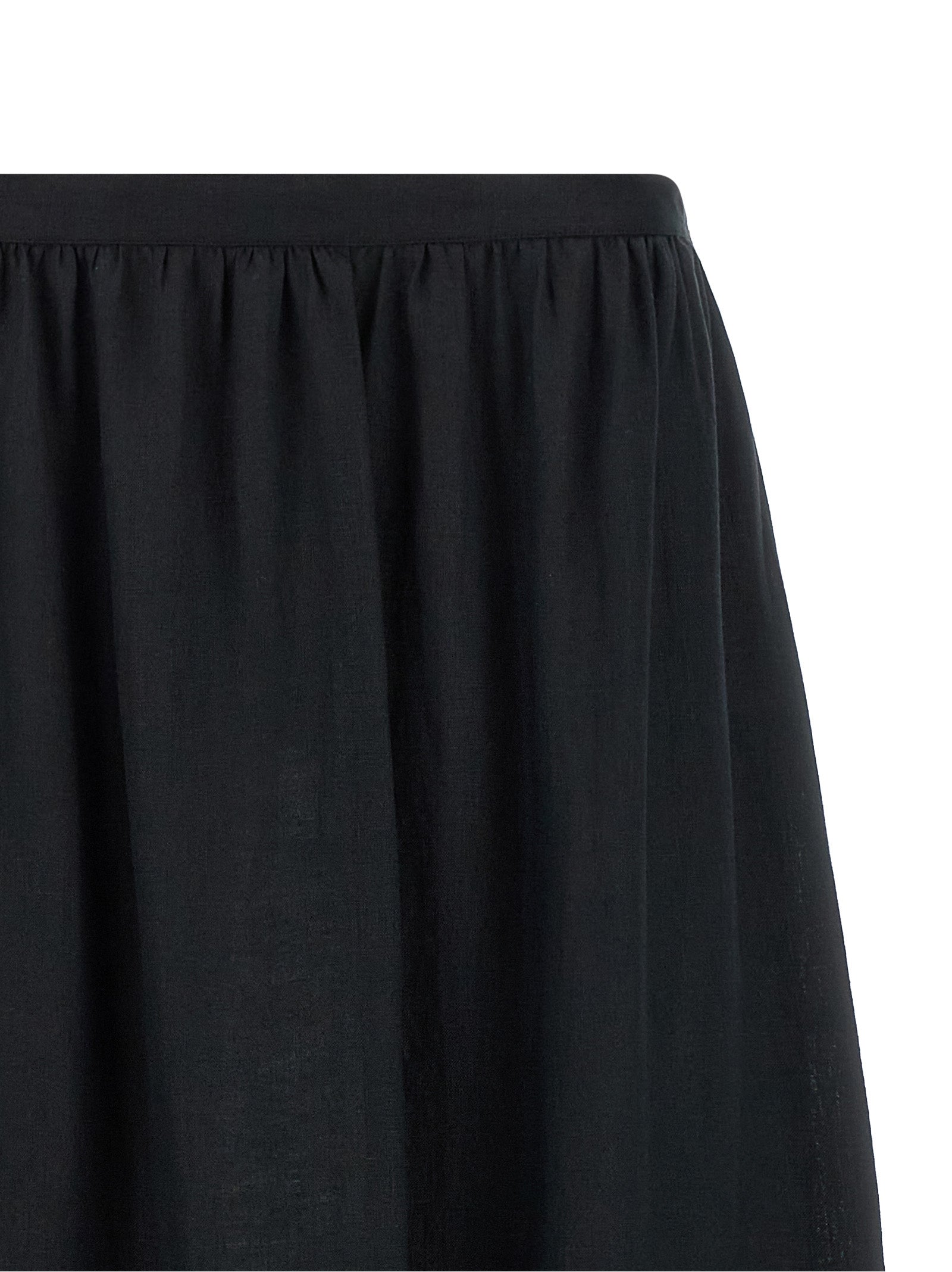 Fringed Skirt Black Linen