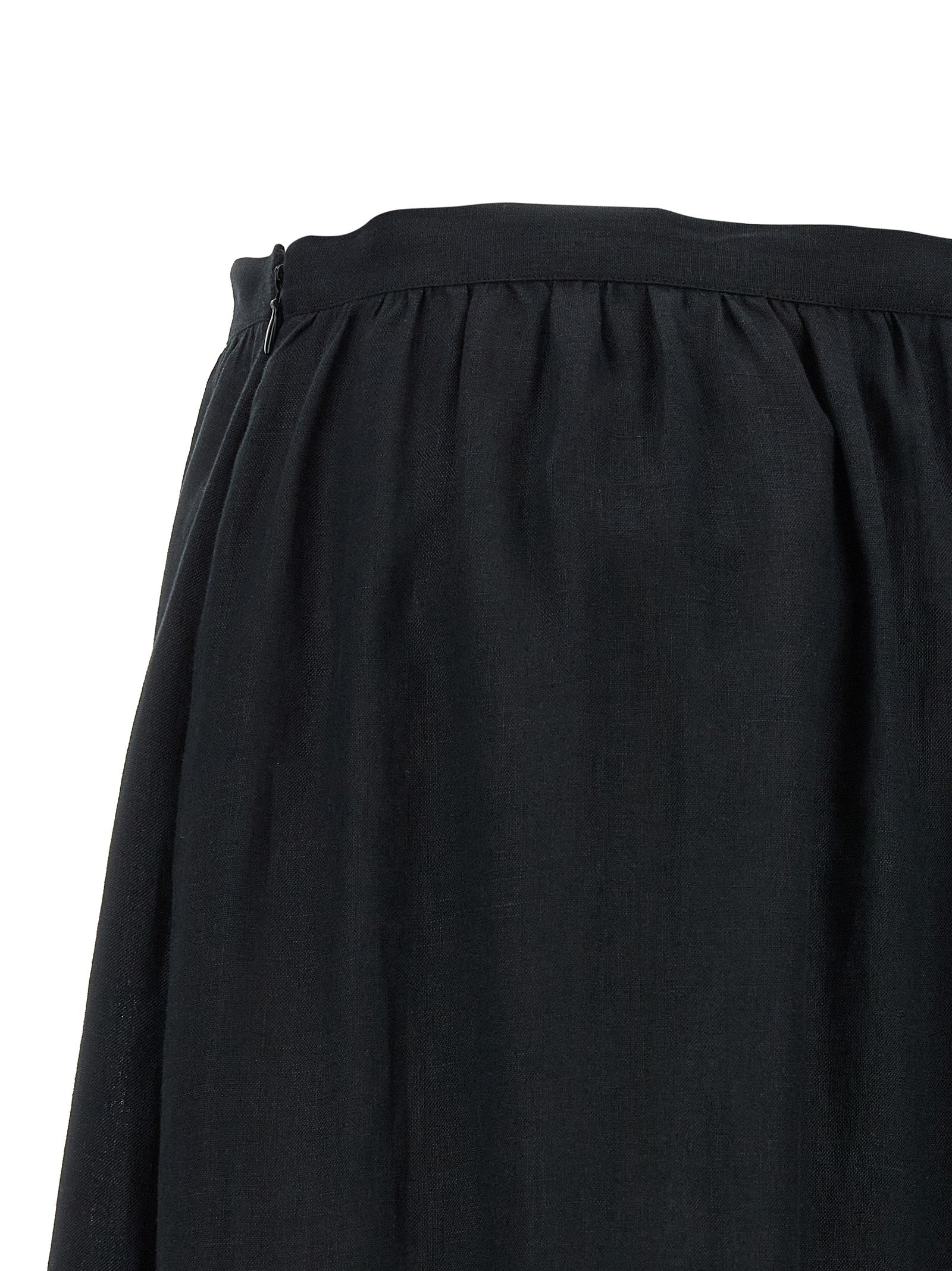 Fringed Skirt Black Linen