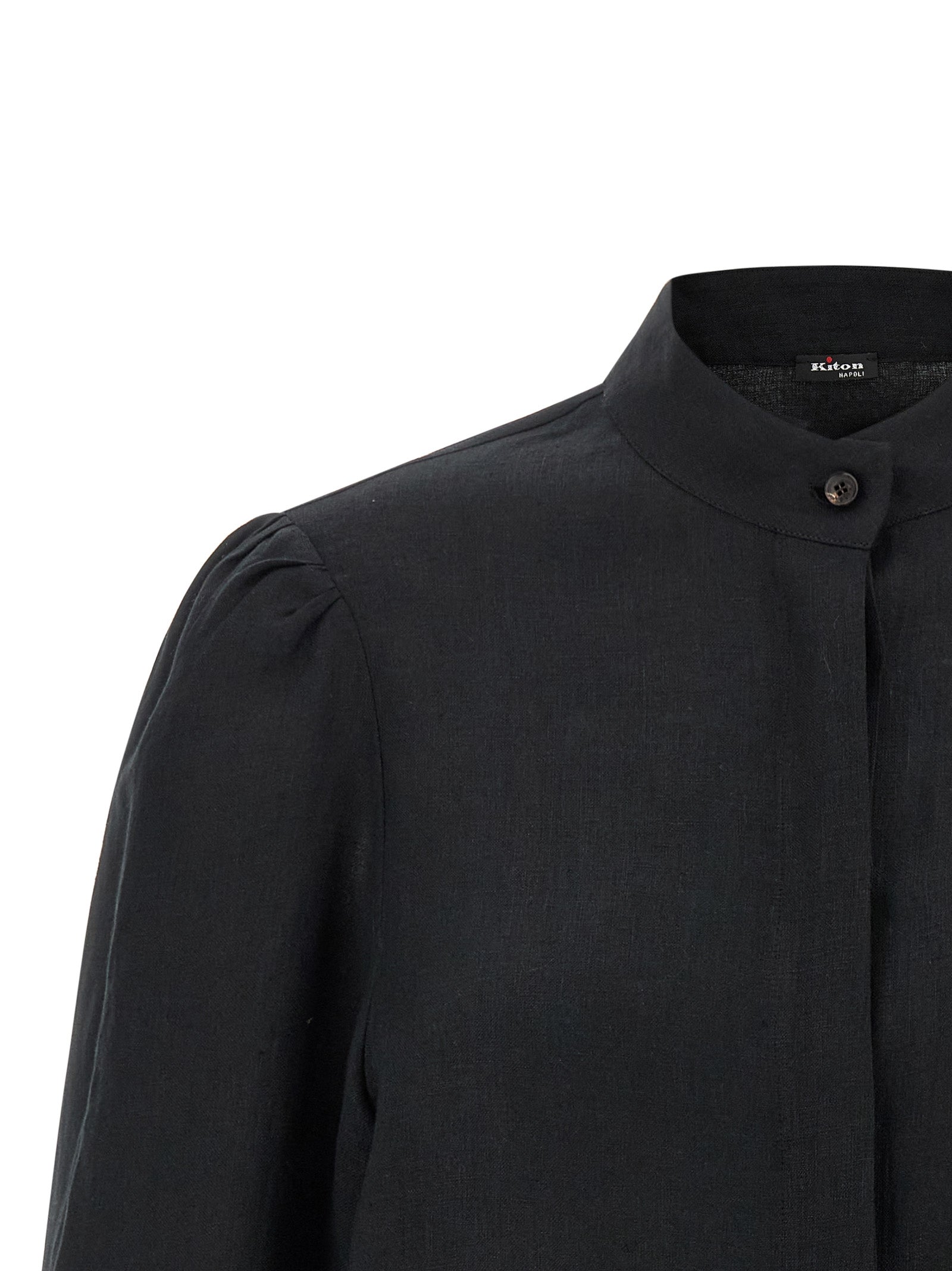 Fringed Shirt Black Linen Shirt, Blouse