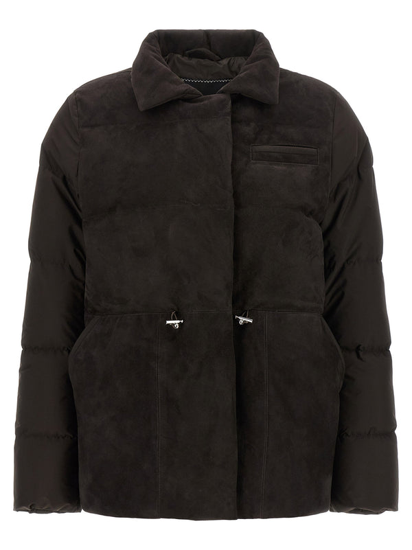 Kiton Suède-Front Drawstring Down Jacket — Black