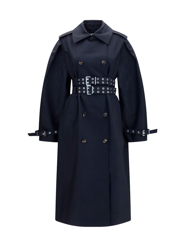 Ganni 100% Cotton trench coat in black