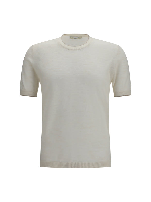 Brooksfield 55% Linen; 45% Polyester t-shirt in white