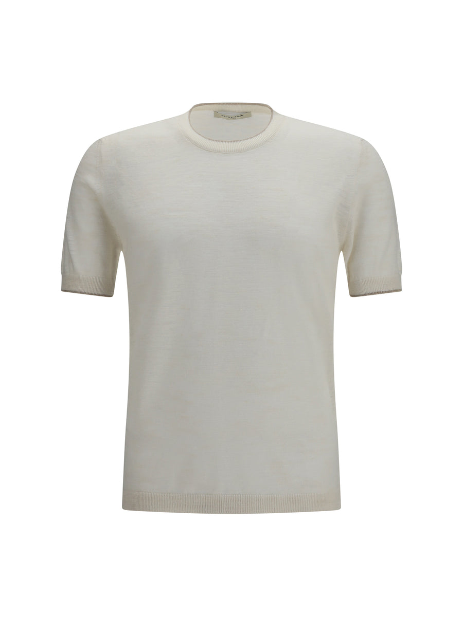 Brooksfield 55% Linen; 45% Polyester t-shirt in white