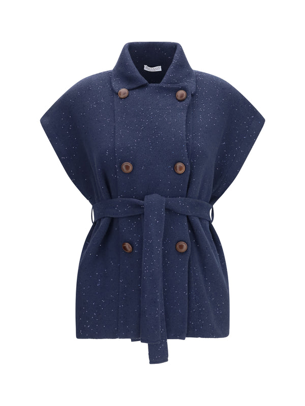 Brunello Cucinelli 96% cotton vest in navy