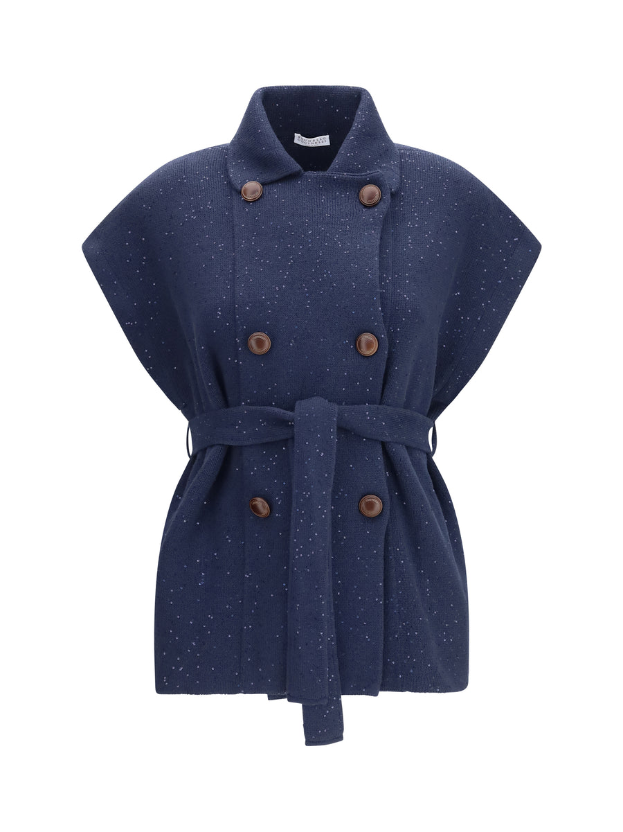 Brunello Cucinelli 96% cotton vest in navy