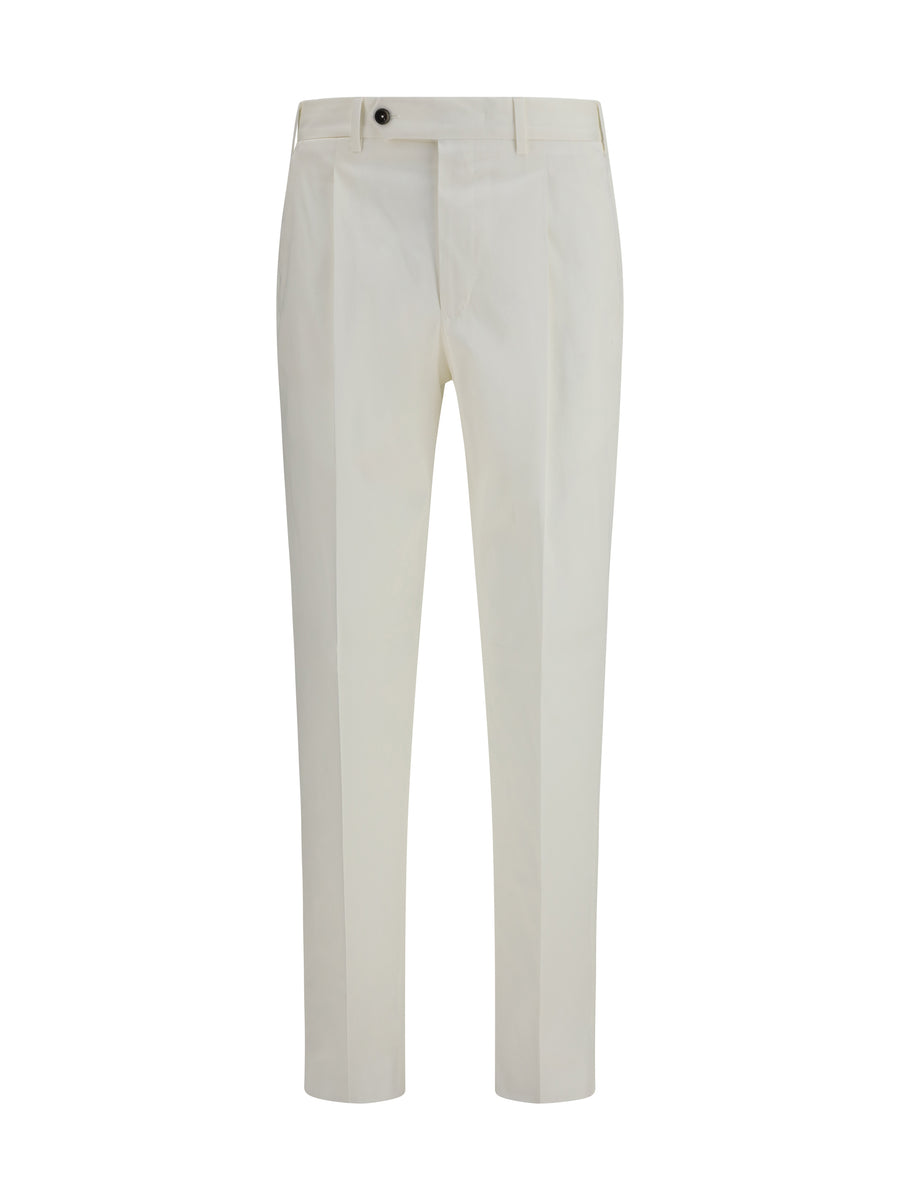 Pt Torino 94% Cotton trousers in white