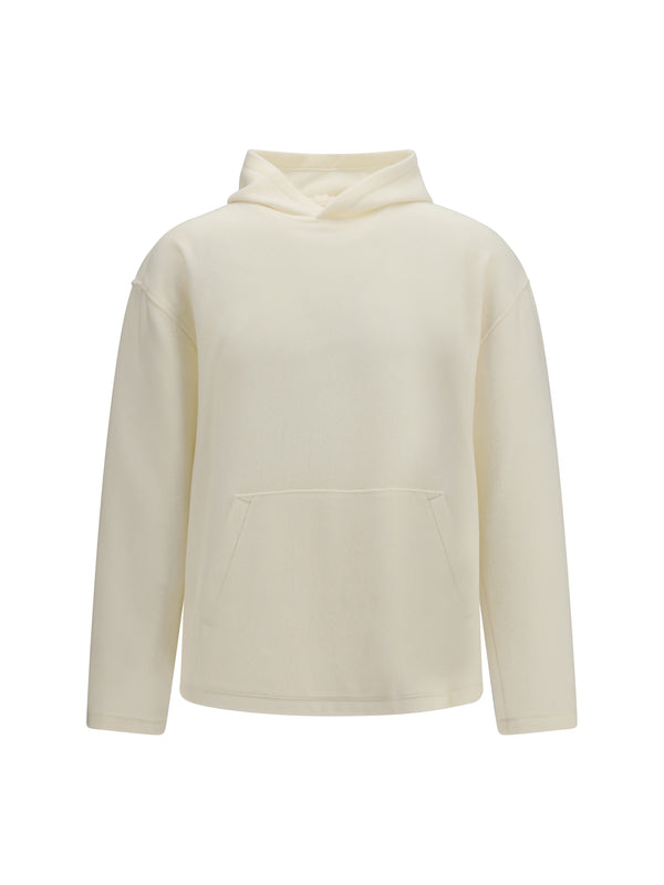 Hooded Sweater White Fleece Wool Ovis Aries