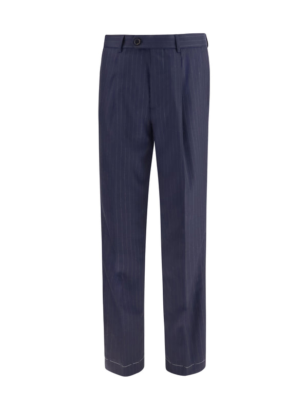 Virgin Wool Batavia Pinstriped Pants Navy Fleece Ovis Aries