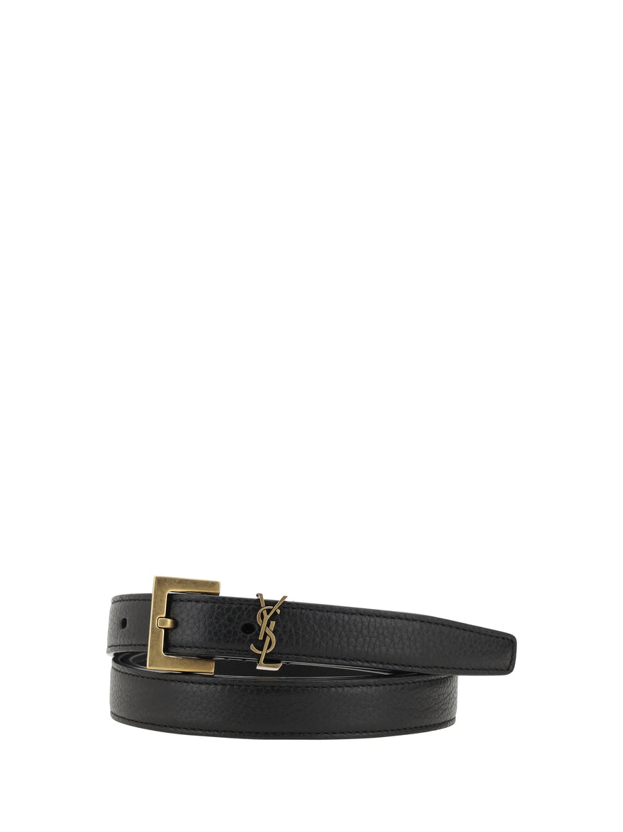 Saint Laurent 100% Calf Leather Bos Taurus belt in black