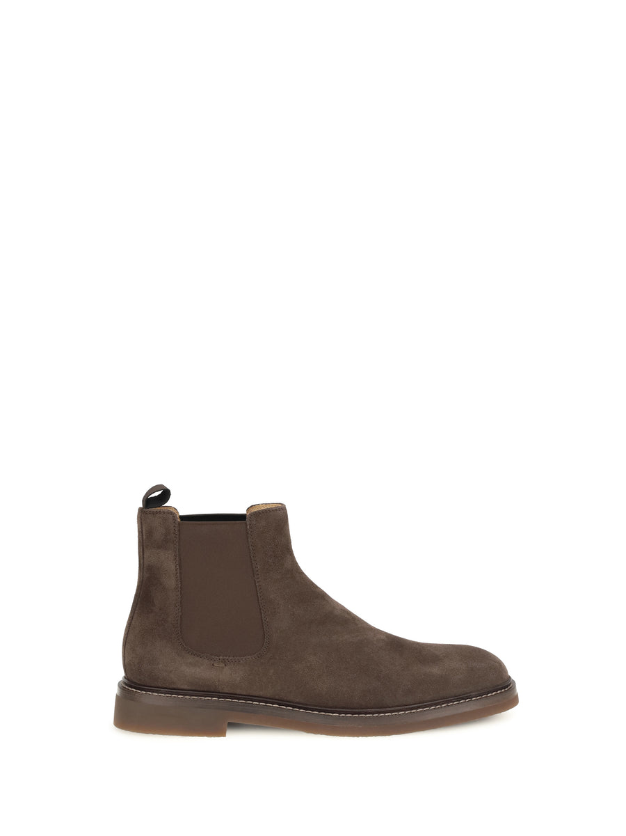Brunello Cucinelli Upper: 100% calf leather; Sole: 100% rubber chelsea boot in brown