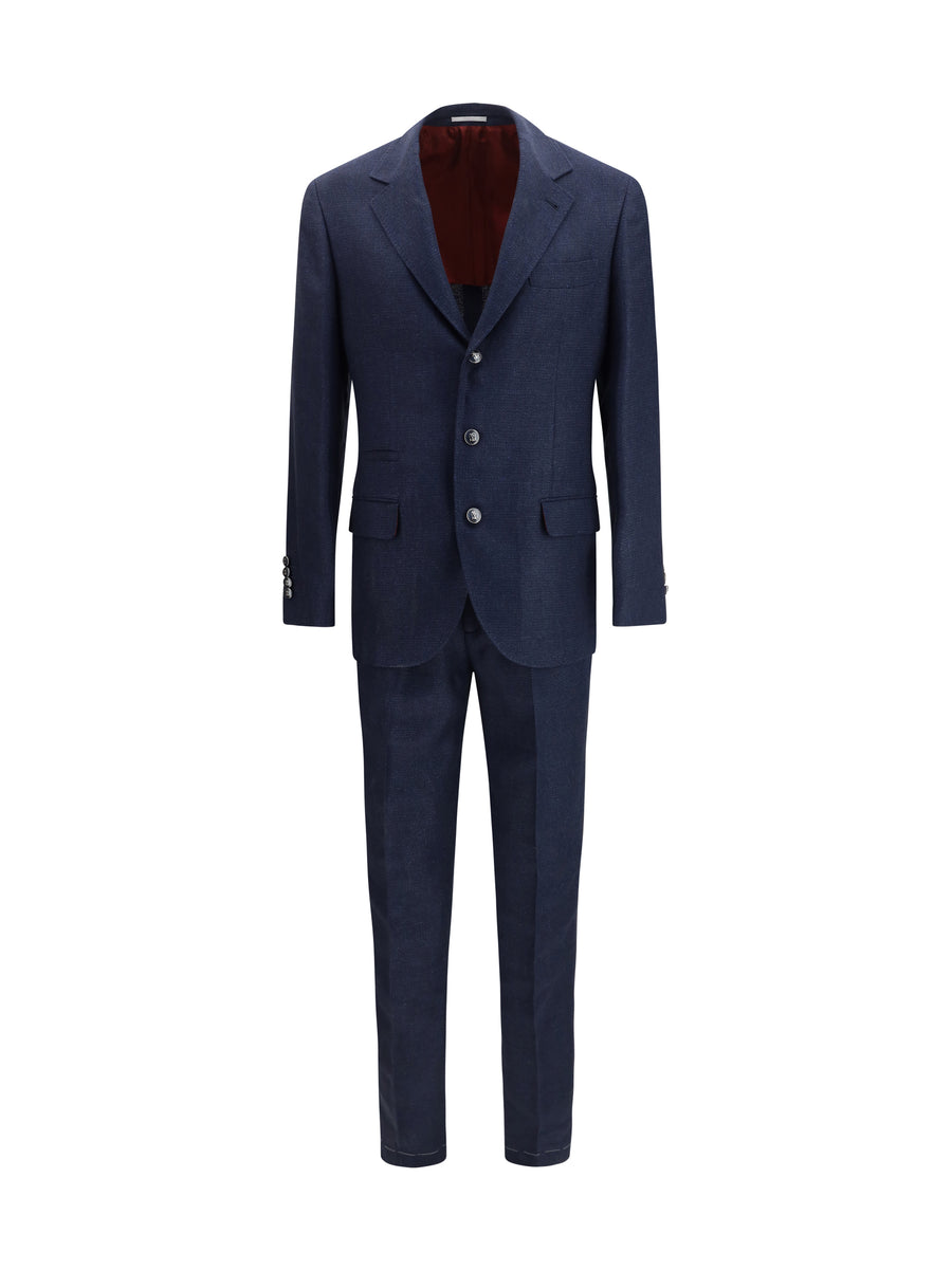 Brunello Cucinelli 20% Wool Ovis Aries; 31% Linen; 49% Silk pant suit in navy